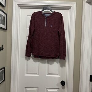 US Polo Burgundy Long Sleeve Henley Shirt - Size Medium